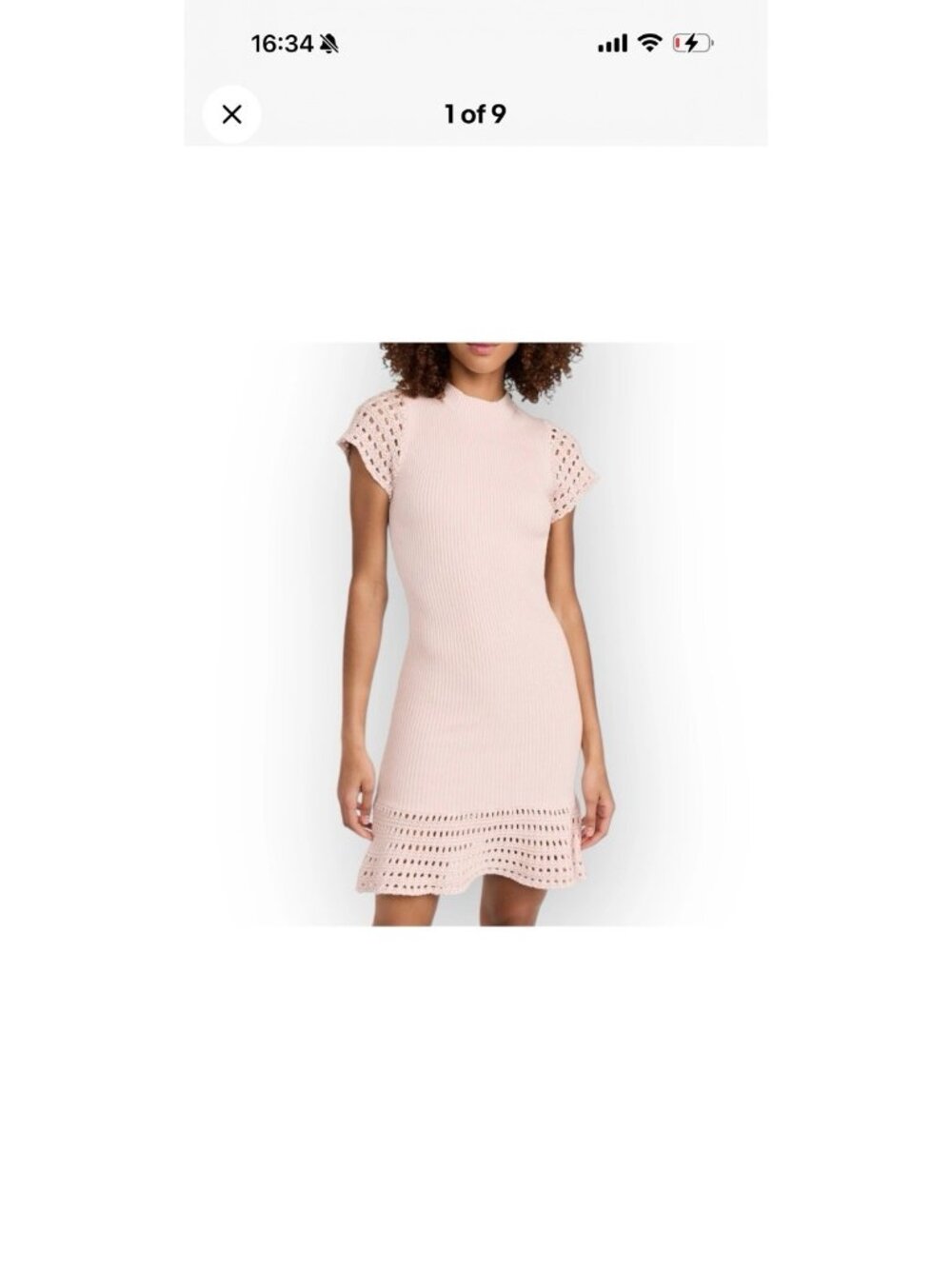 Sablyn Knit Crochet Kaya Mini Dress Cashmere Silk Blend Pink Small $585 1D